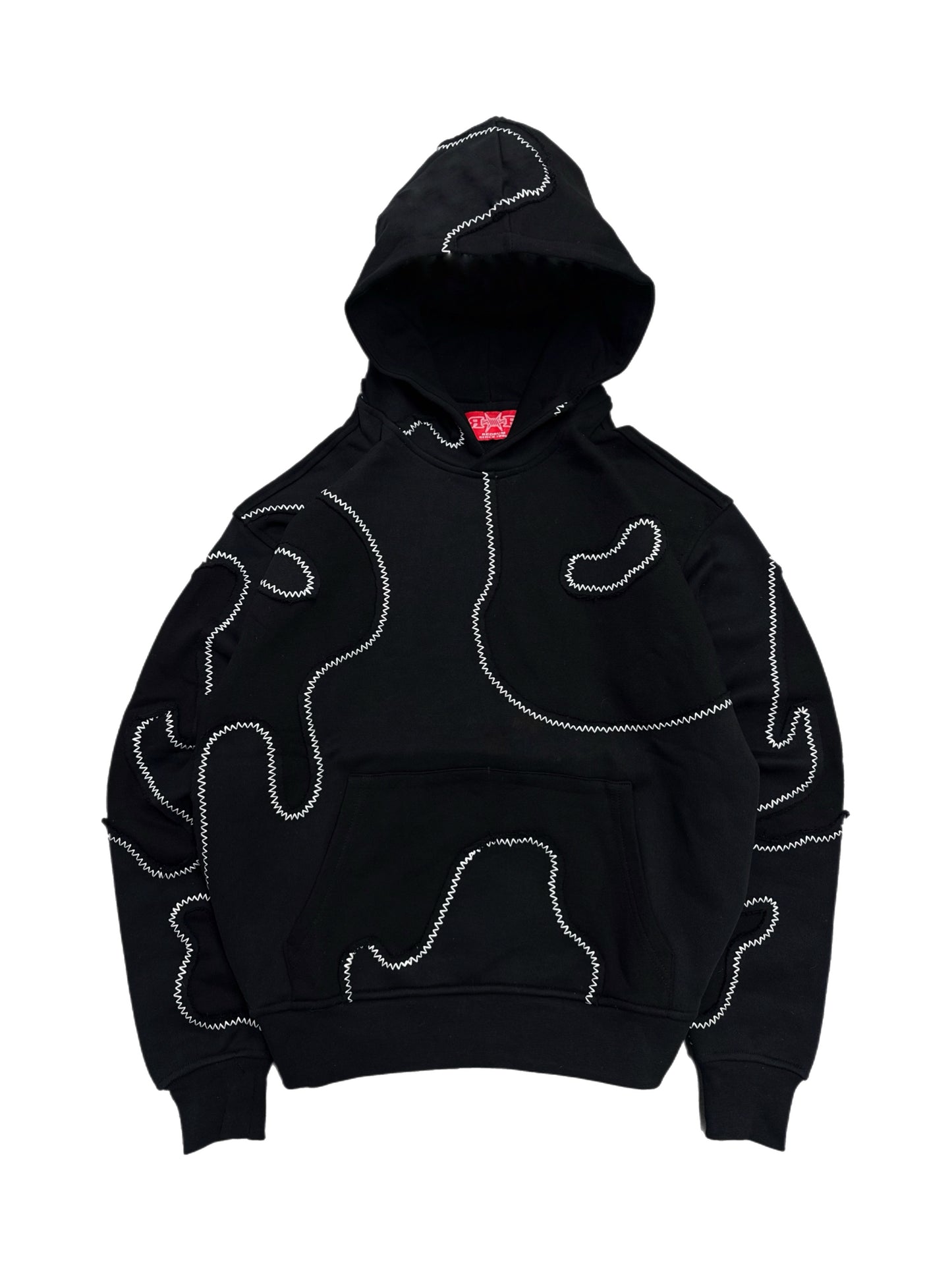 Black Patchwork Hoodie