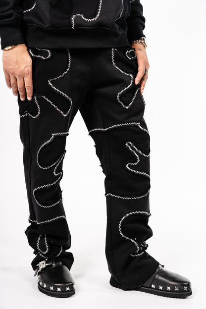 Black Patchwork Sweats