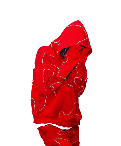 Red Patchwork Hoodie