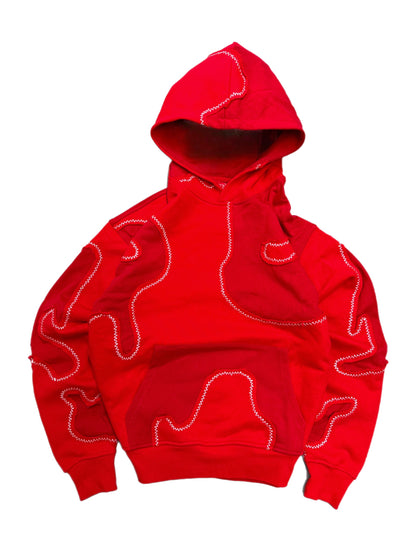 Red Patchwork Hoodie